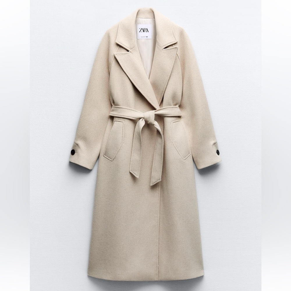 Zara Wool Blend Long Coat size small